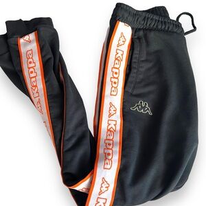 Kappa Mens Orange Logo Tape Anira 2 Tapered Leg Drawstring Jogger Pants Size S